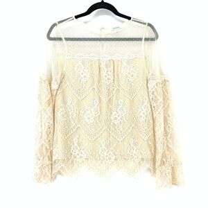 Sundance Women's Size XS Victorian Elegance Ivory Lace Top Long Flared Sleeve